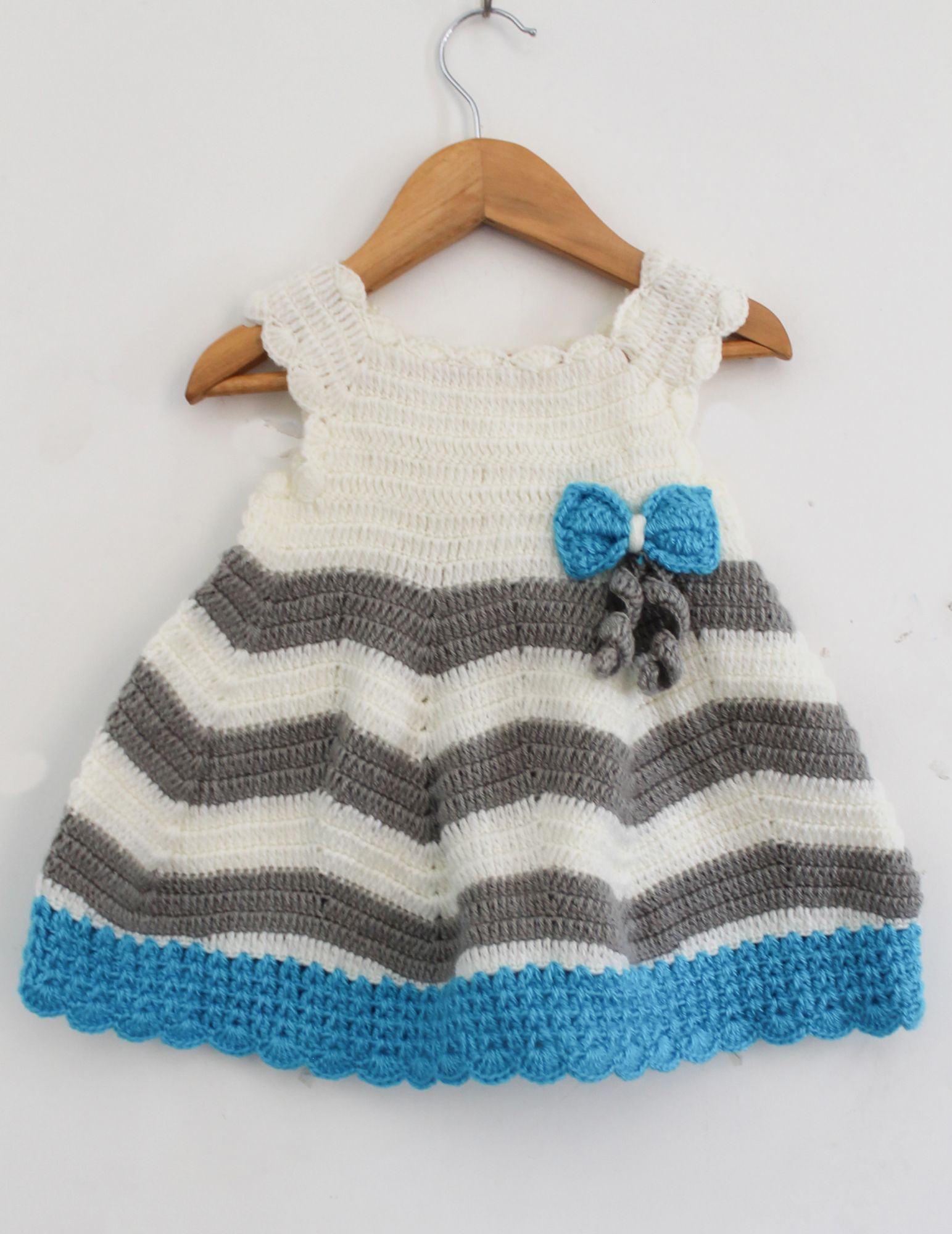 Woonie Sleeveless Bow Detailing Handmade Dress - Blue