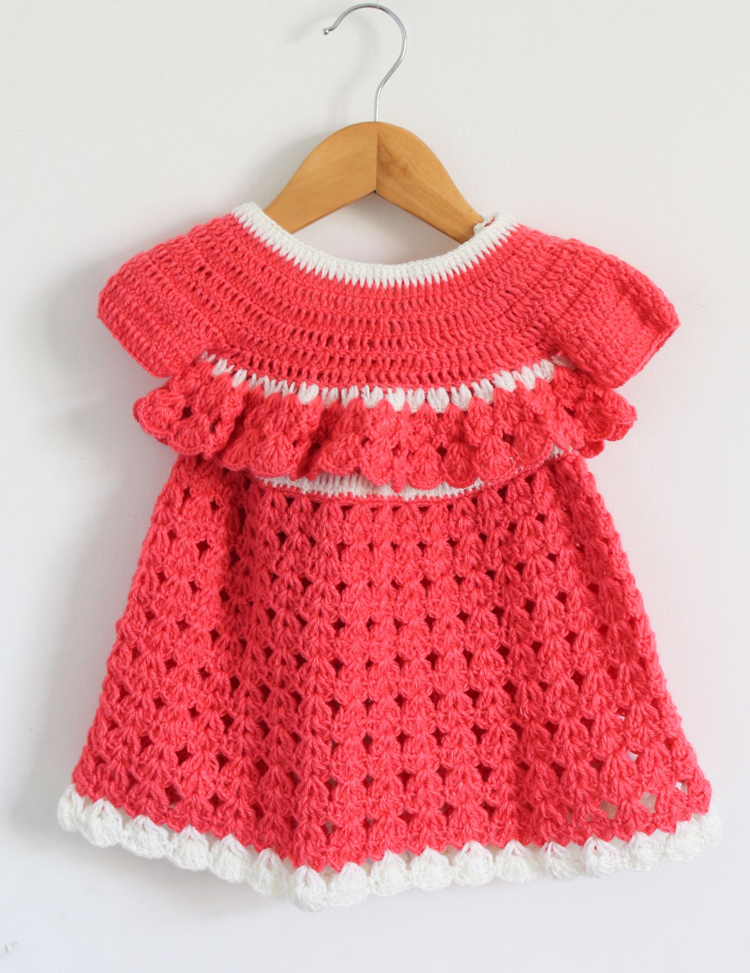 Woonie Short Sleeves Design Woven Handmade Dress With Shrug - Dark Orange
