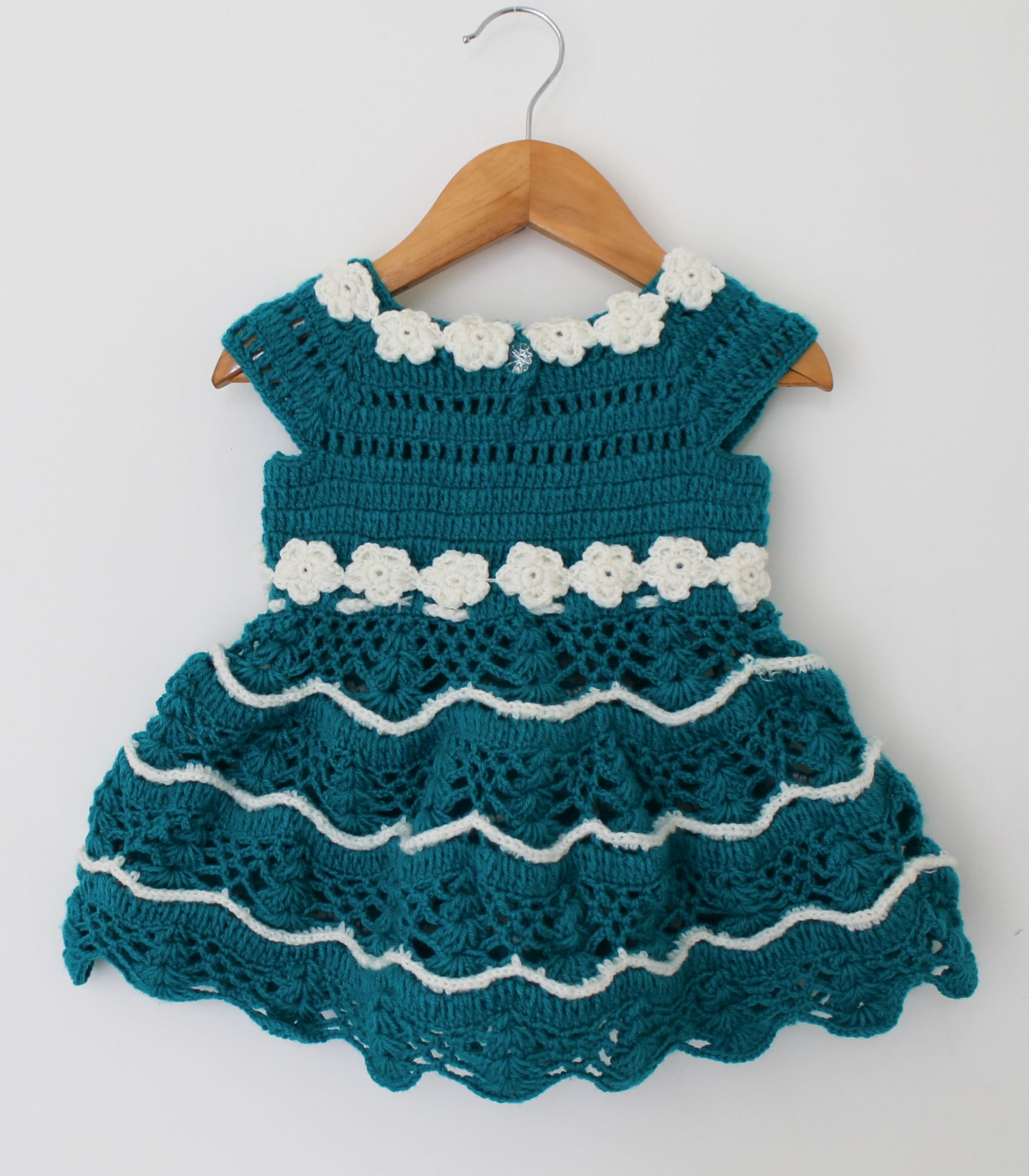 Woonie Sleeveless Flower Design Handmade Dress - Green