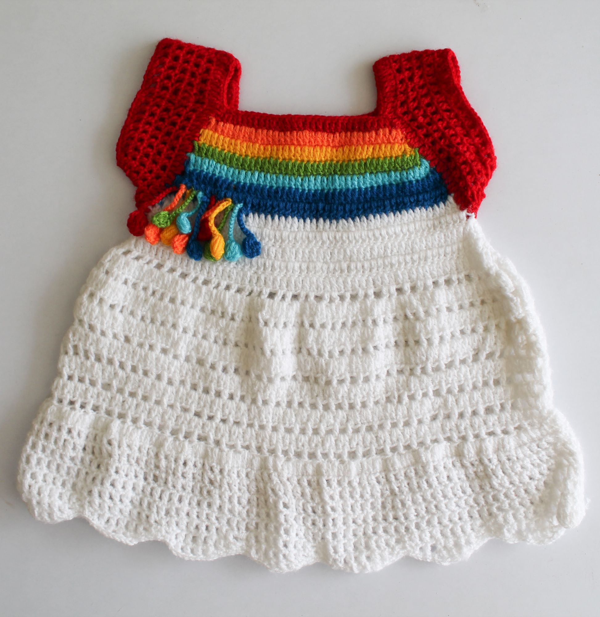 Woonie Sleeveless Rainbow Knit Detailing Dress - White
