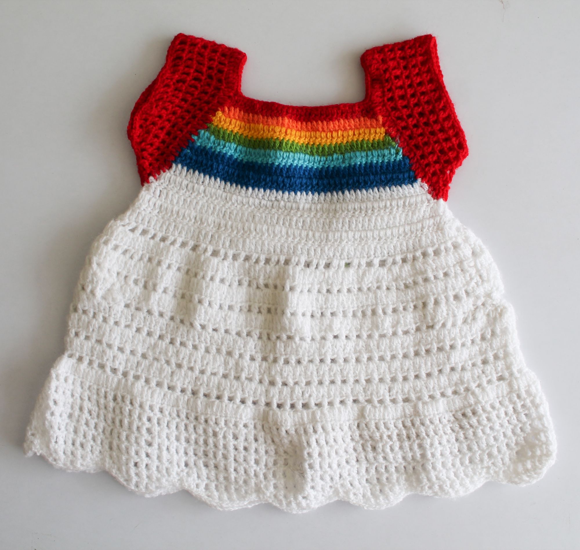 Woonie Sleeveless Rainbow Knit Detailing Dress - White