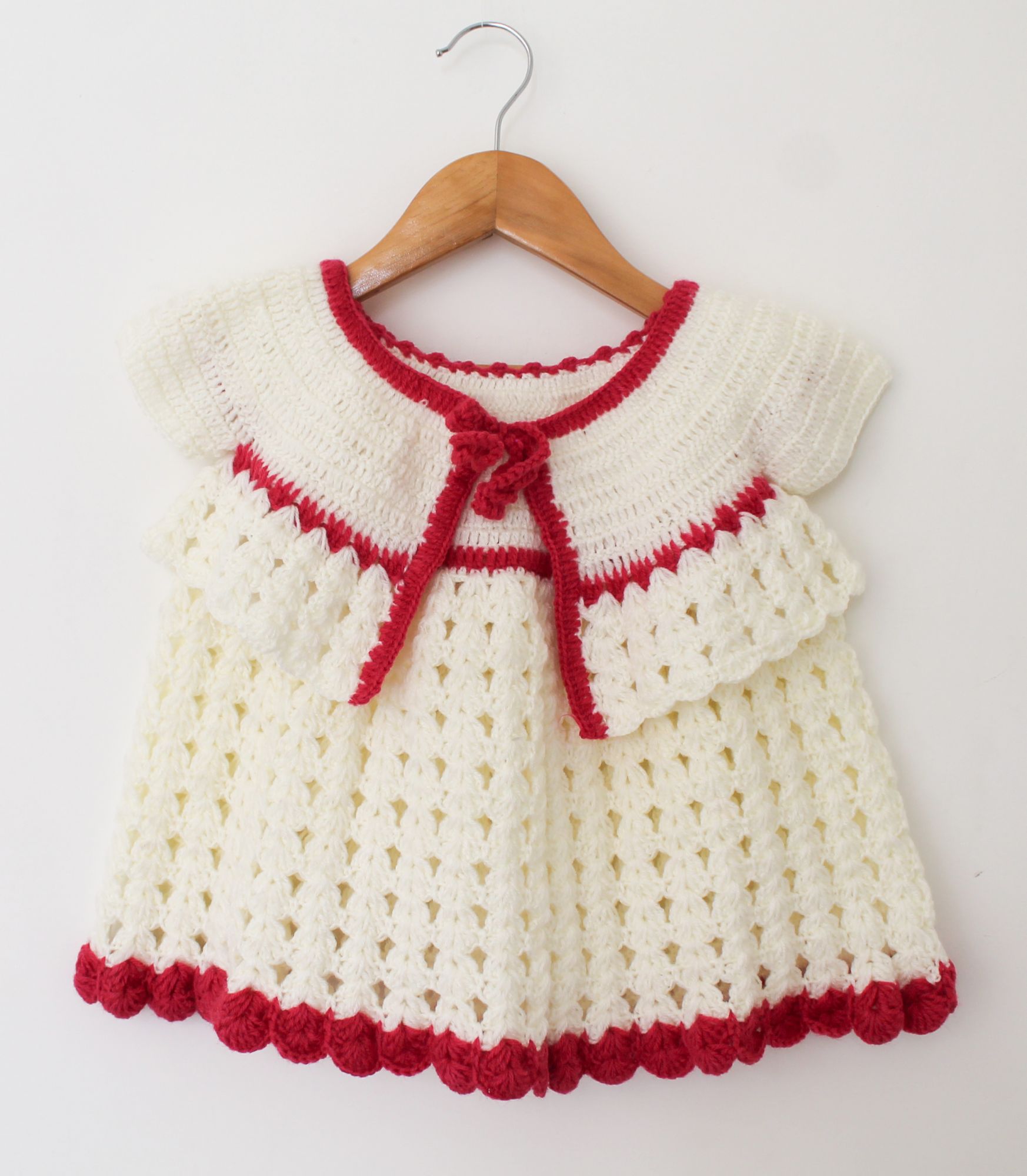 Woonie Short Sleeves Solid Colour Handmade Dress With Jacket - Cream