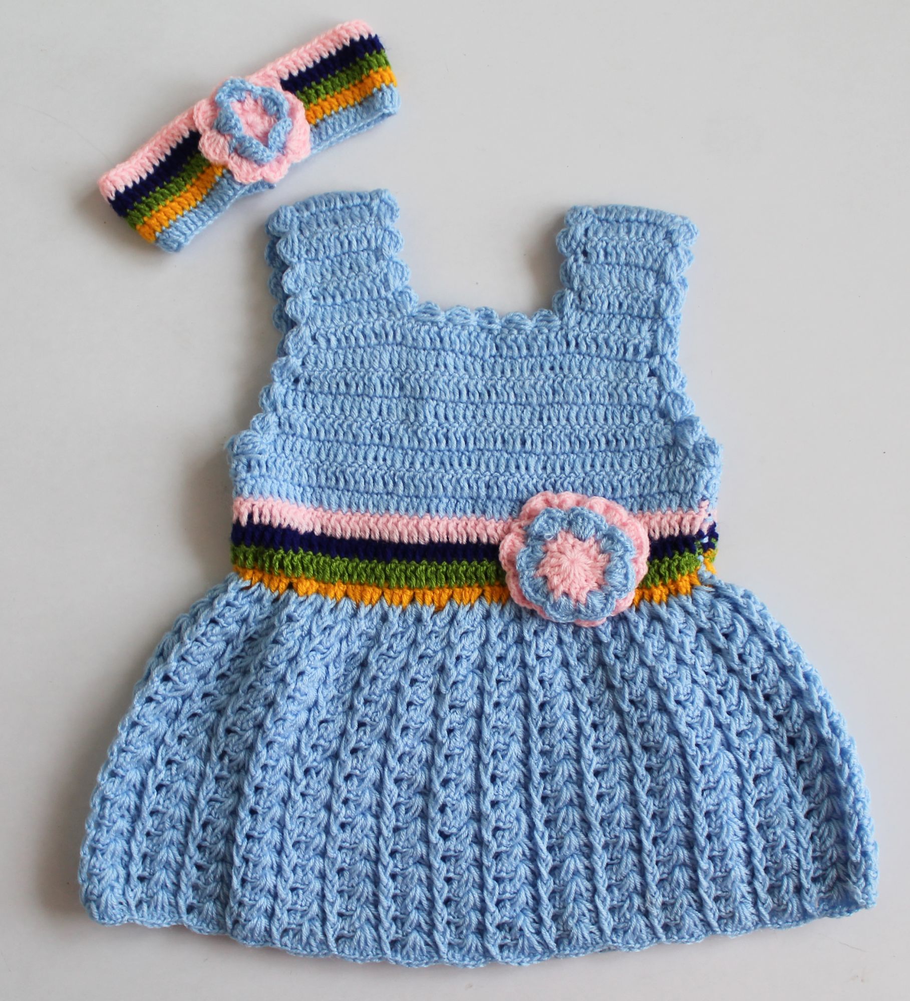Woonie Sleeveless Solid Colour Dress With Headband - Blue