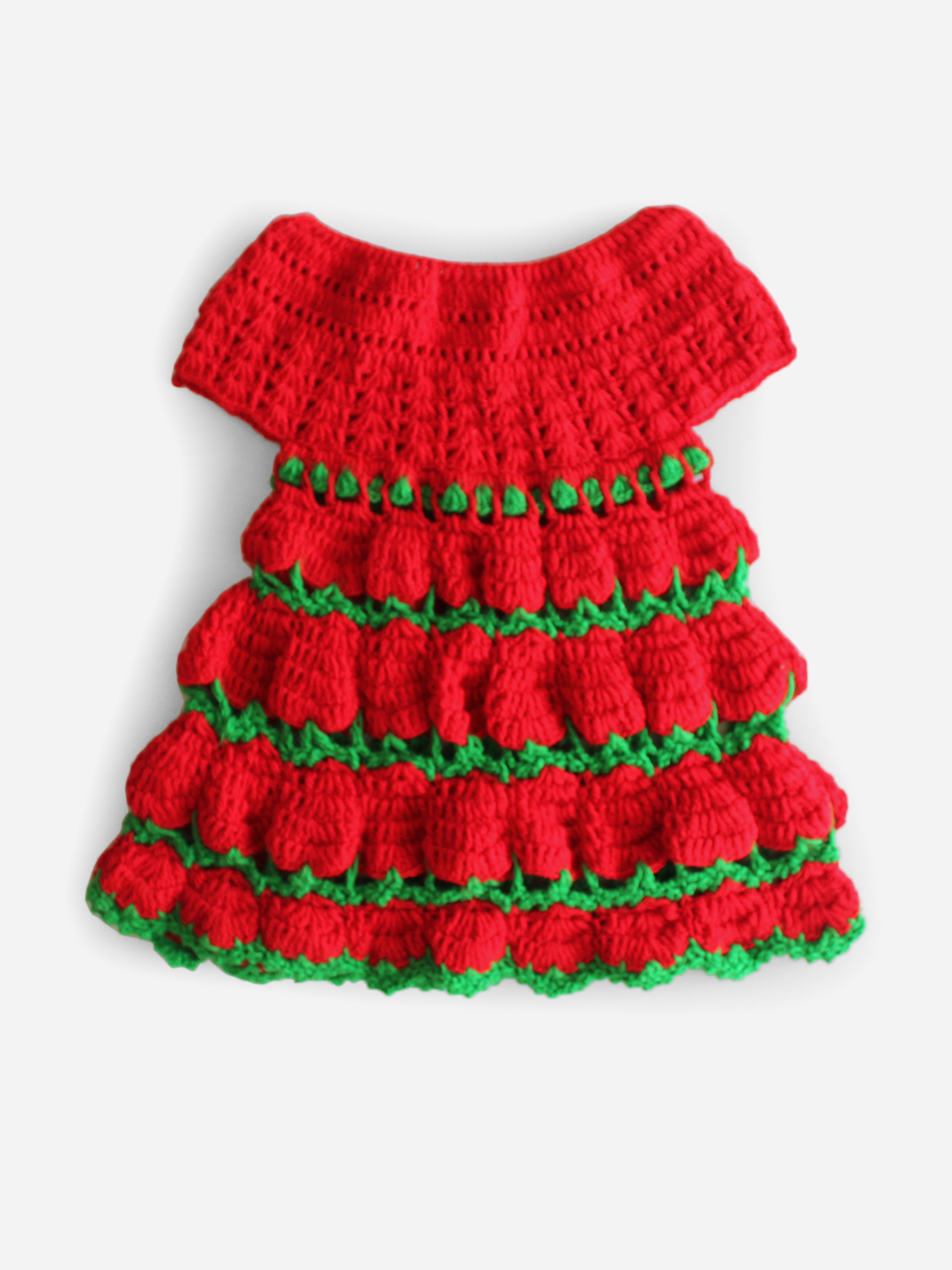 Woonie Handmade Short Sleeves Off Shoulder Dress - Red