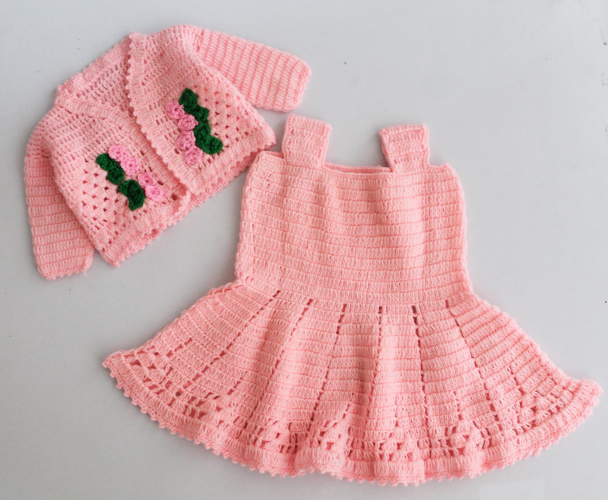 Woonie Handmade Heavy Frock with Flower Detailing Full Sleeves Jacket- Pink