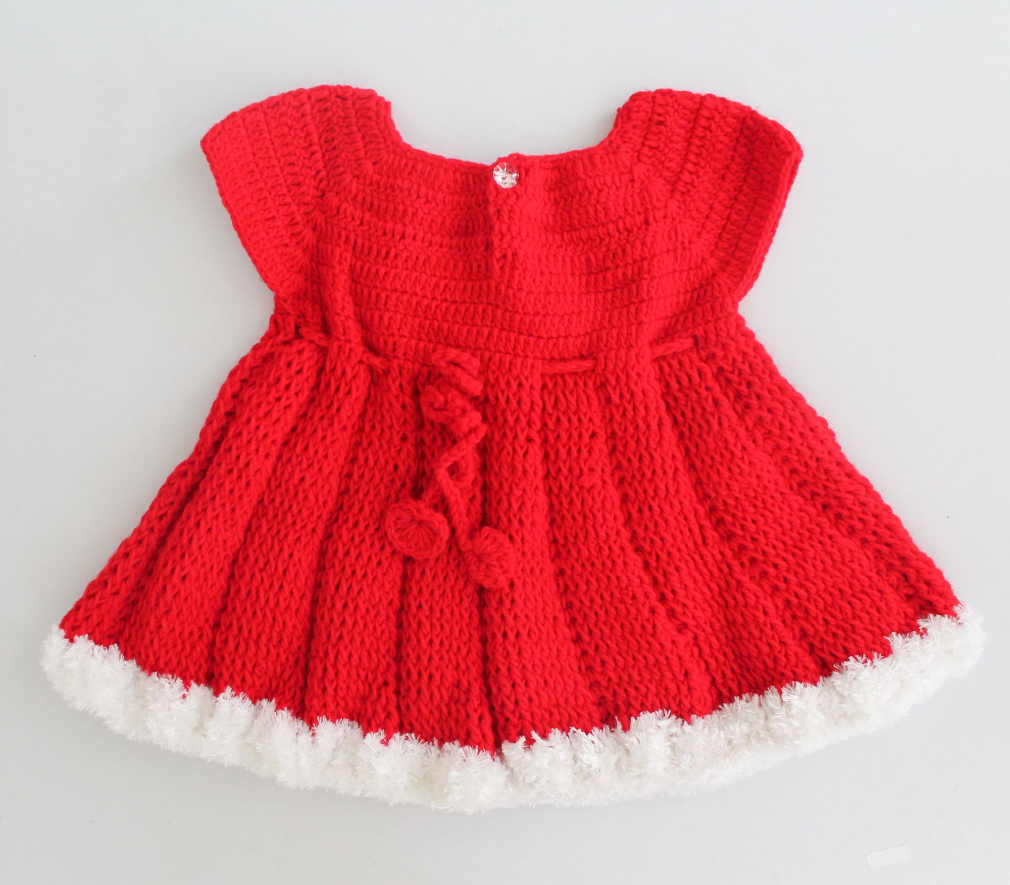 Woonie Handmade Short Sleeves Dress With Cap - Red