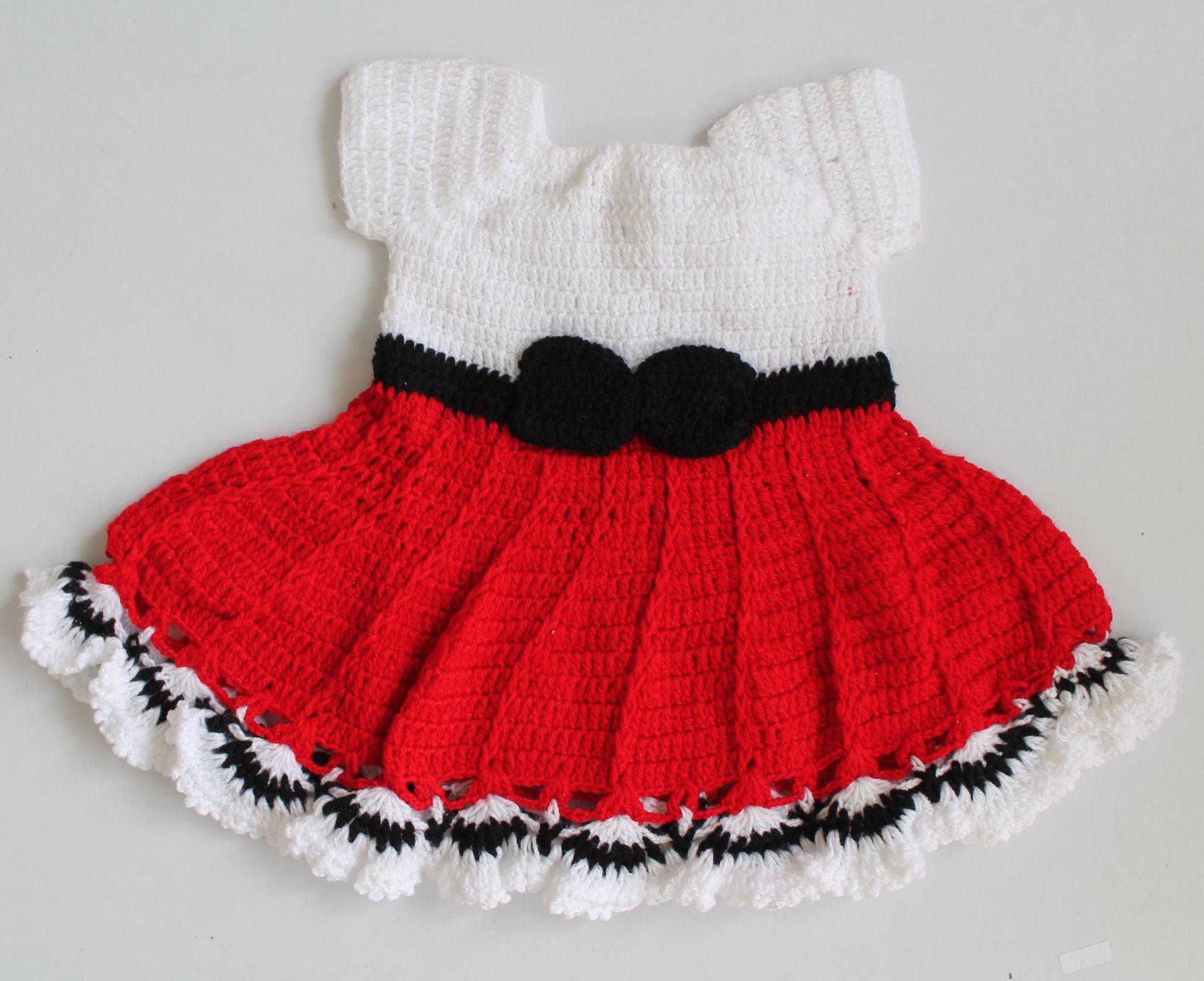 Woonie Handmade Short Sleeves Color Blocked Dress - Red