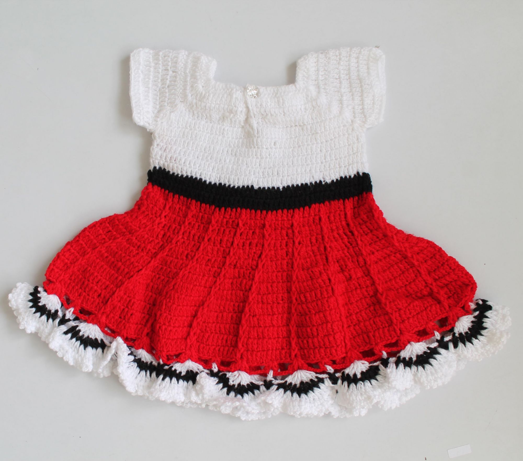 Woonie Handmade Short Sleeves Color Blocked Dress - Red
