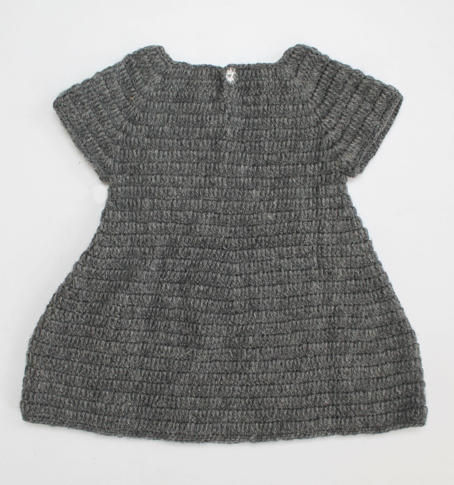 Woonie Balloon Pattern Half Sleeves Handmade Dress - Grey