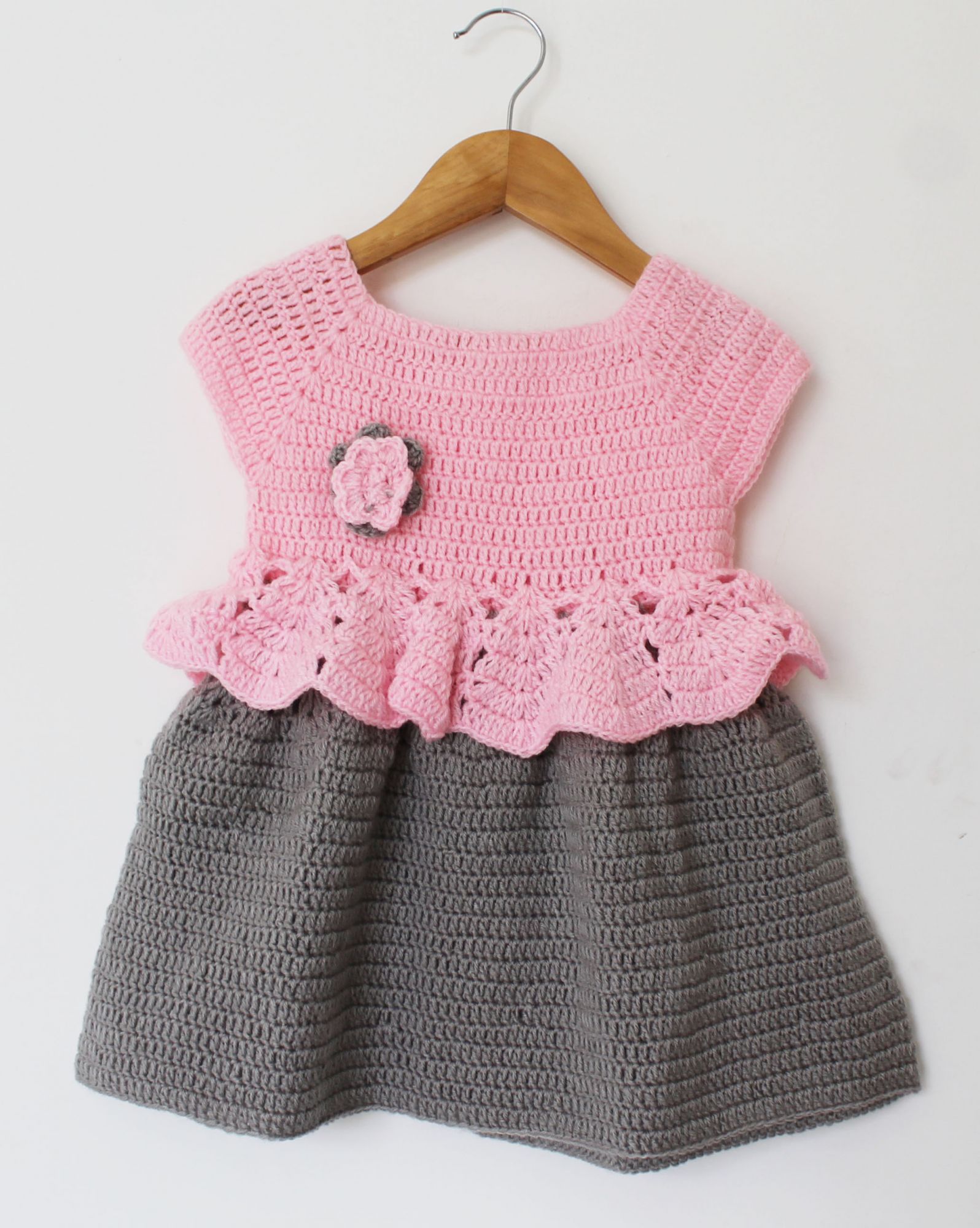Woonie Cap Sleeves Flower Design Dress - Pink