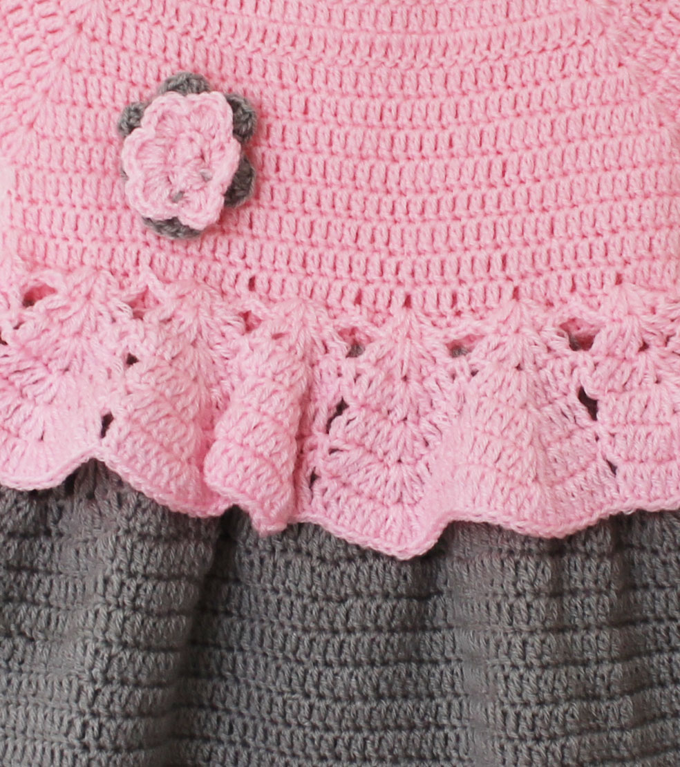 Woonie Cap Sleeves Flower Design Dress - Pink