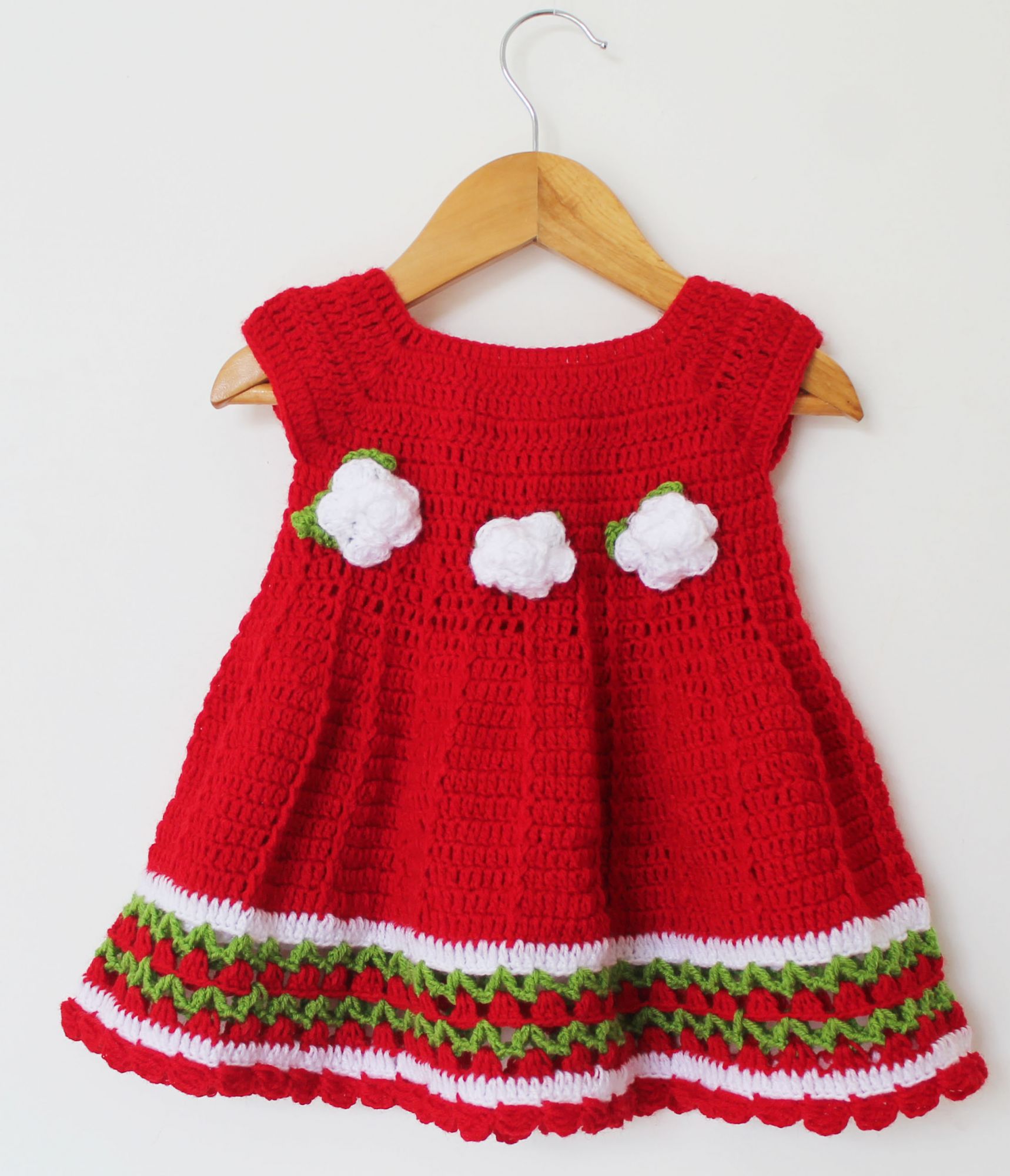 Woonie Cap Sleeves Flower Design Dress - Red