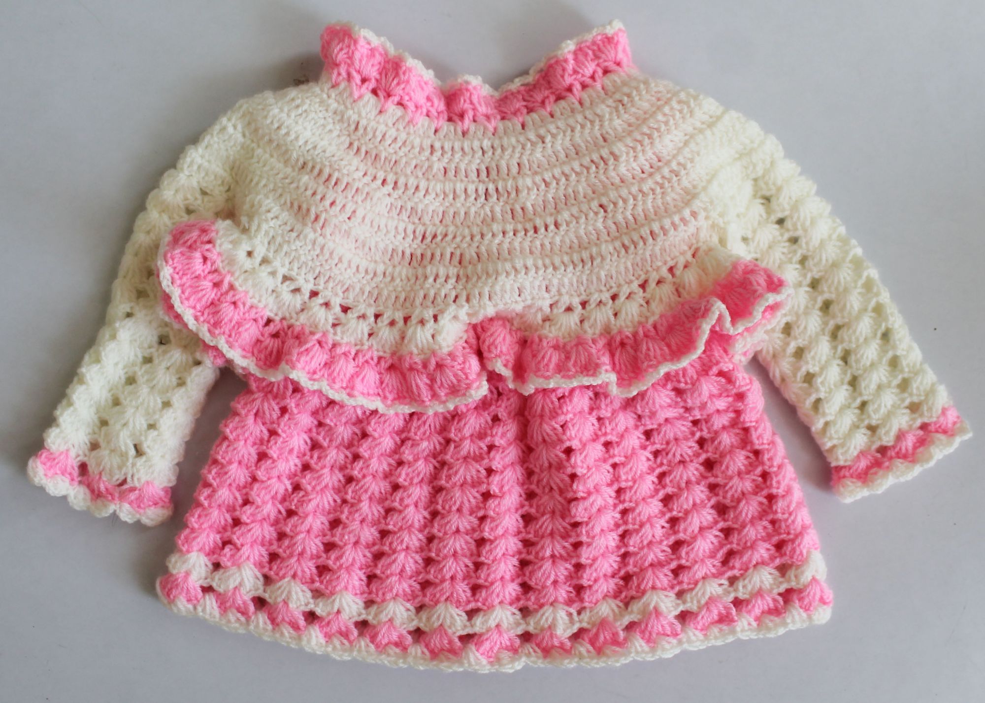 Woonie Dress With Full Sleeves Flower Design Jacket -Pink