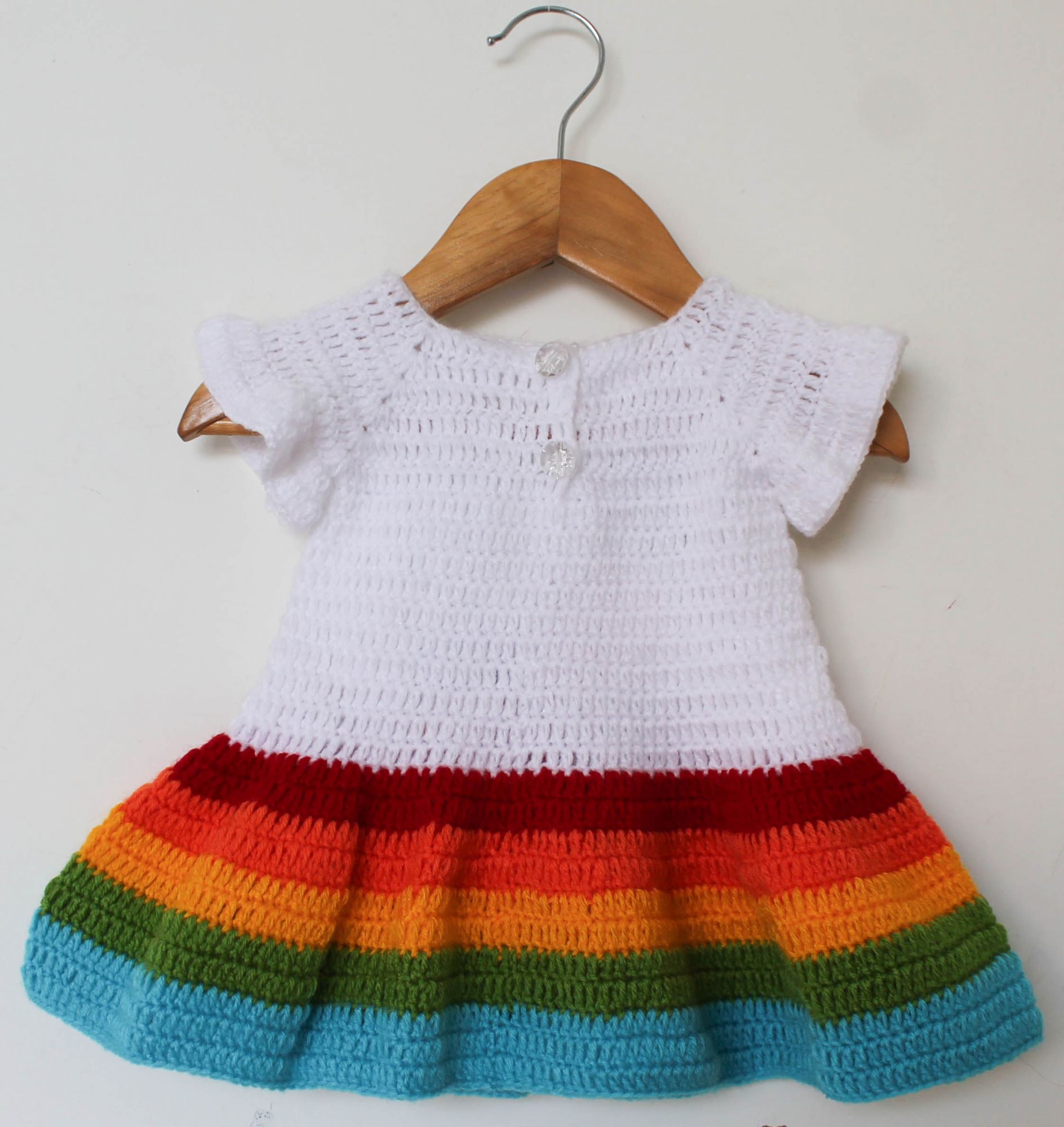 Woonie Cap Sleeves Handmade Heart Applique Dress -Multi