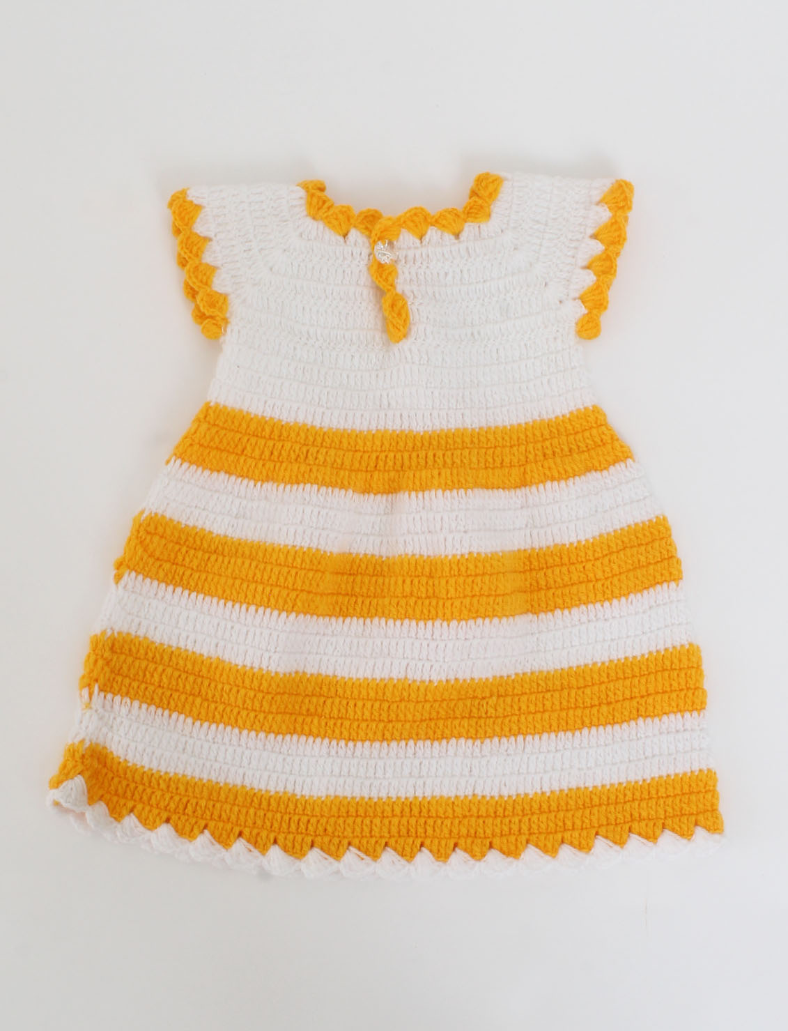 Woonie Handmade Short Sleeves Frock With Floral Full Sleeves Shrug-Yellow & White