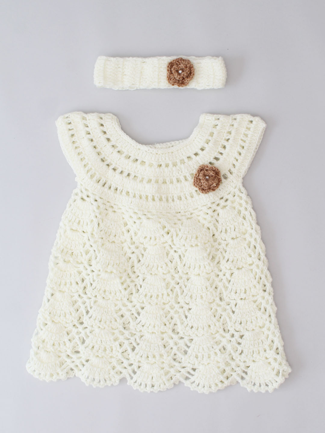 Woonie Handmade Cream Frock for Girls