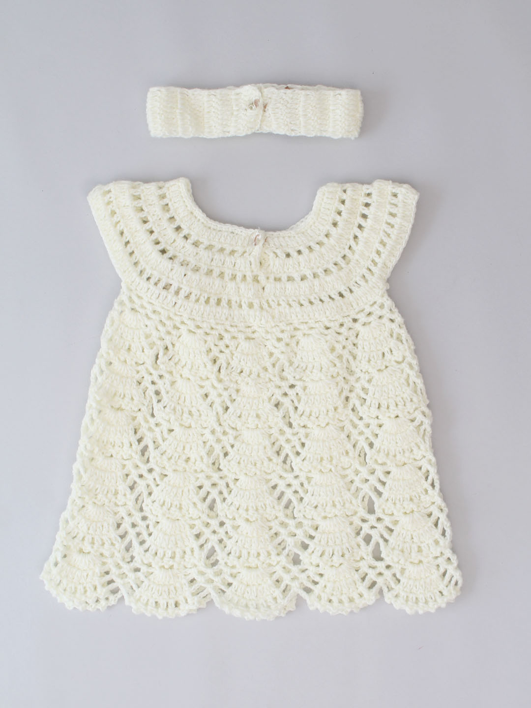 Woonie Handmade Cream Frock for Girls