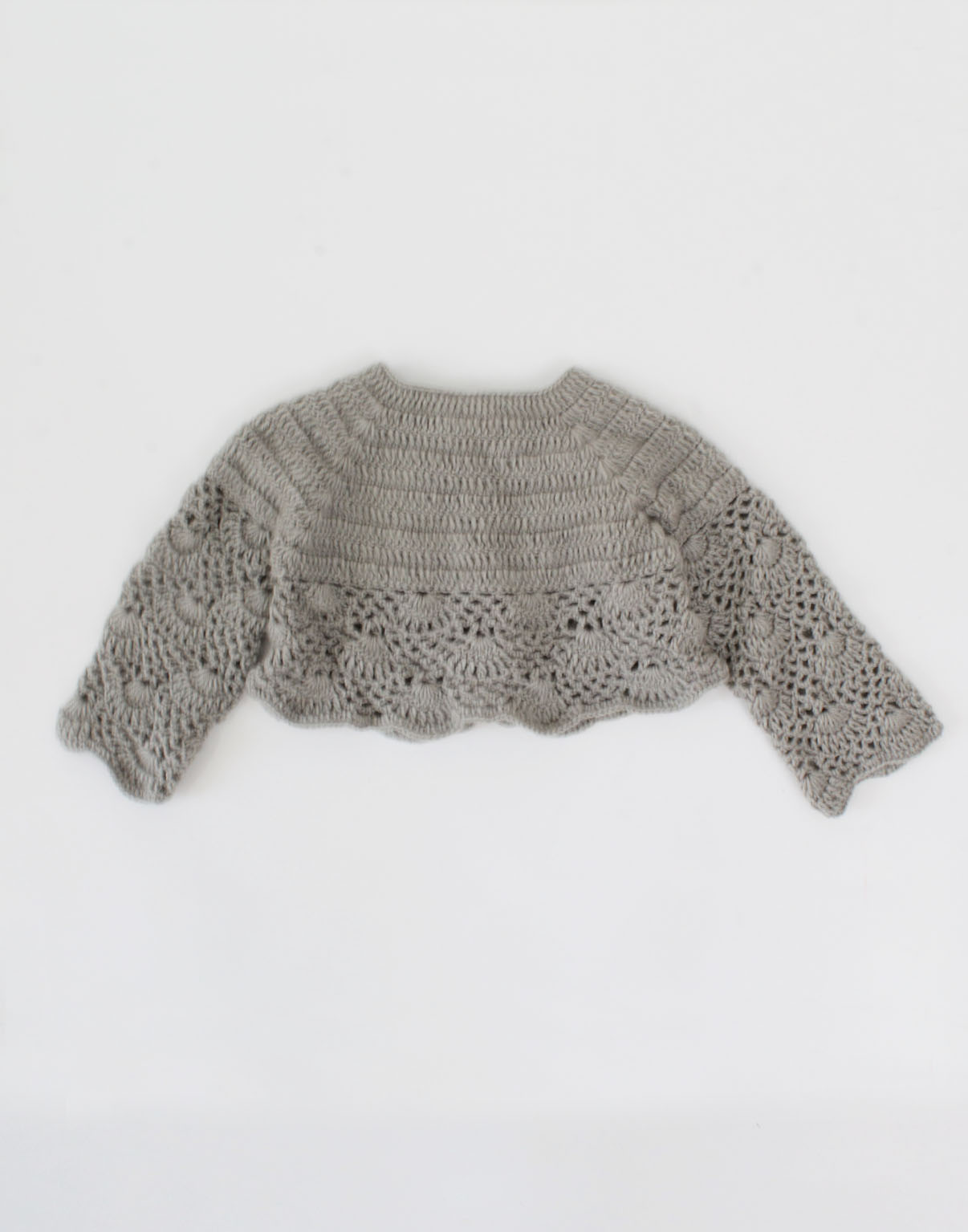 Woonie Handmade Short Sleeves Frill Design Heavy Frock With Full Sleeves Shrug-Pink & Grey