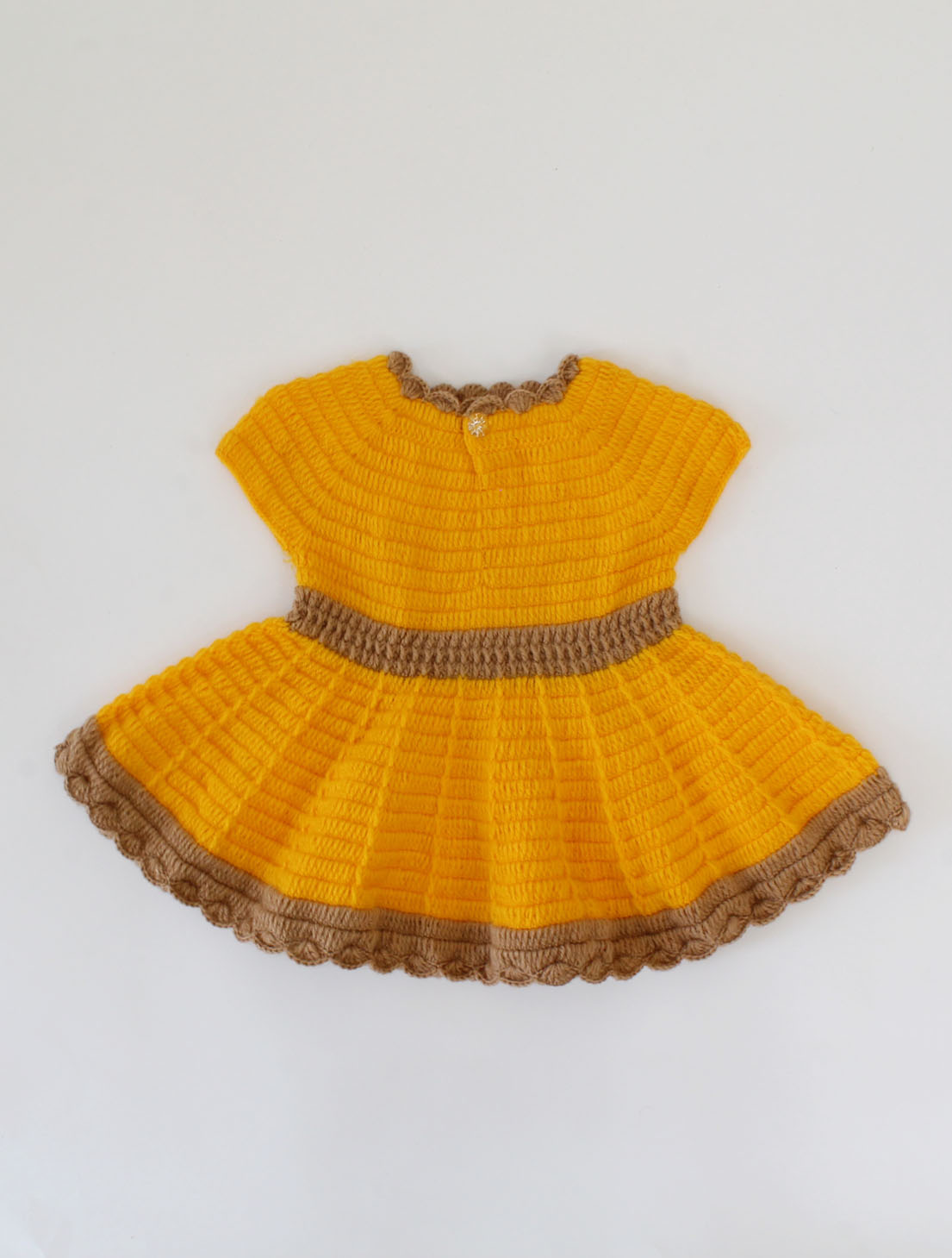 Woonie Handmade Full Sleeves Front openable Dress-Brown & Yellow