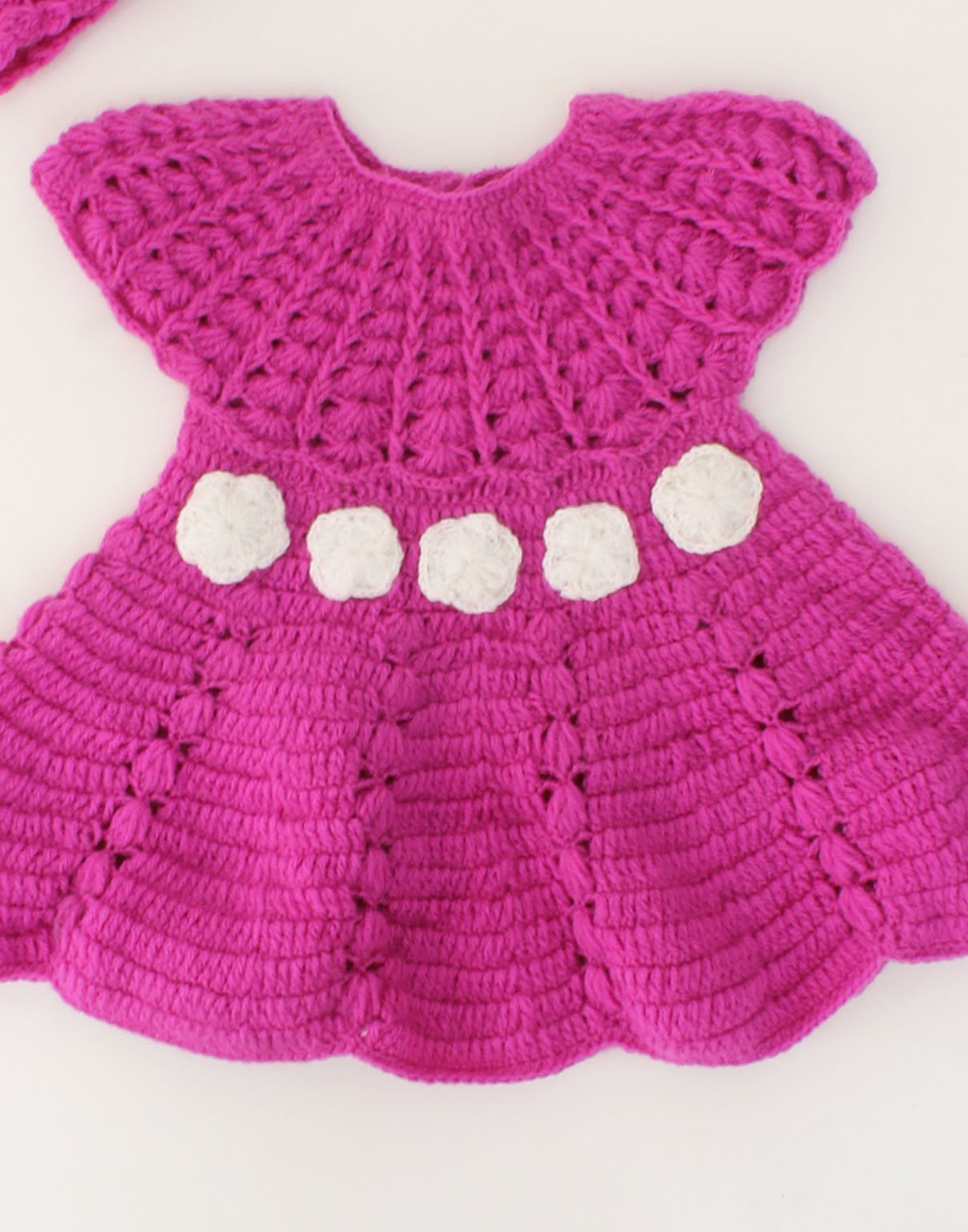 Woonie Handmade Cap Sleeves Flower Applique Frock with Headband-Purple