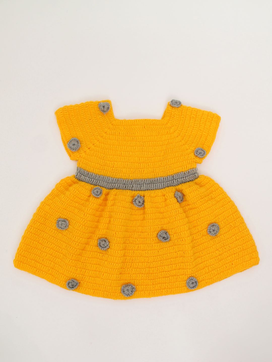 Woonie Handmade Short Sleeves Polka Dot Frock-Orange
