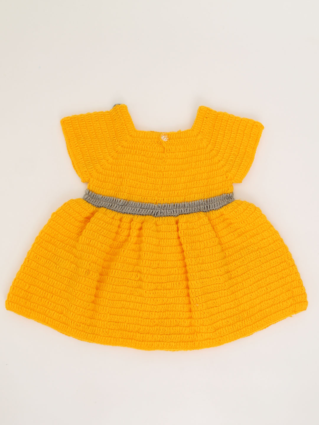 Woonie Handmade Short Sleeves Polka Dot Frock-Orange
