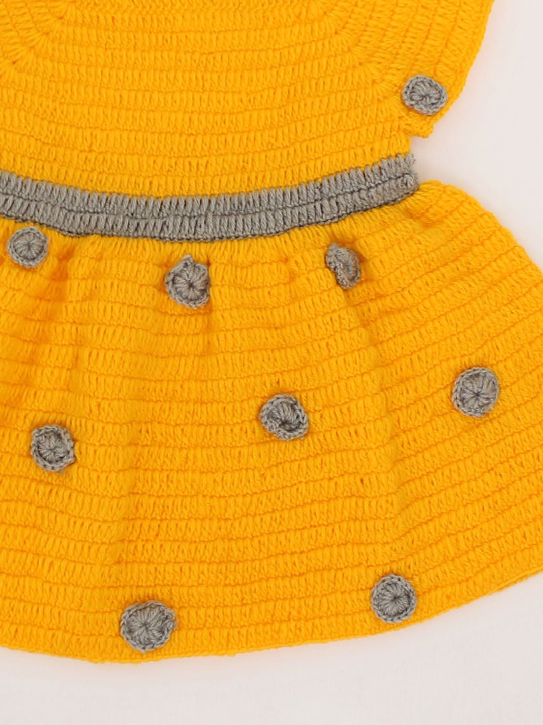 Woonie Handmade Short Sleeves Polka Dot Frock-Orange