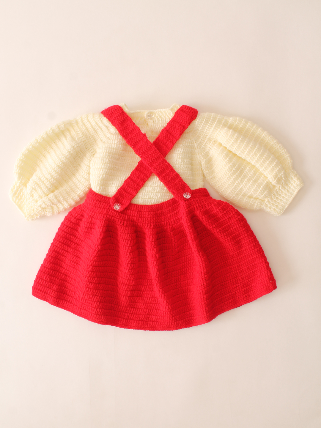 Woonie Handmade Bow Dungaree Design Dress - Red