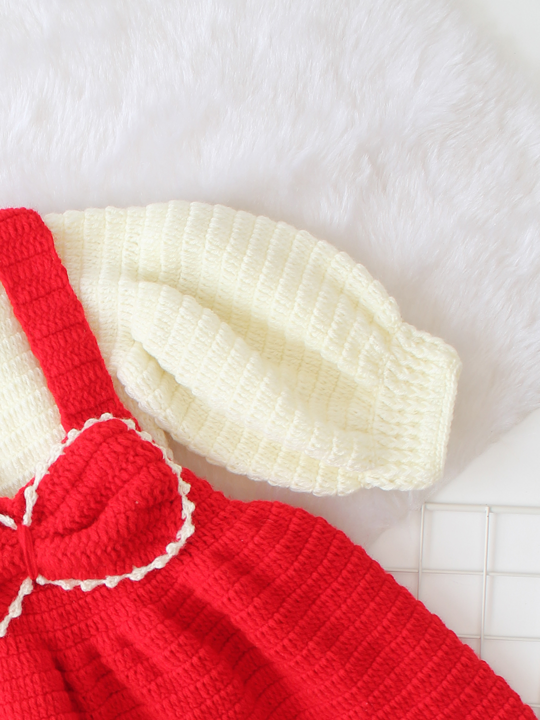 Woonie Handmade Bow Dungaree Design Dress - Red
