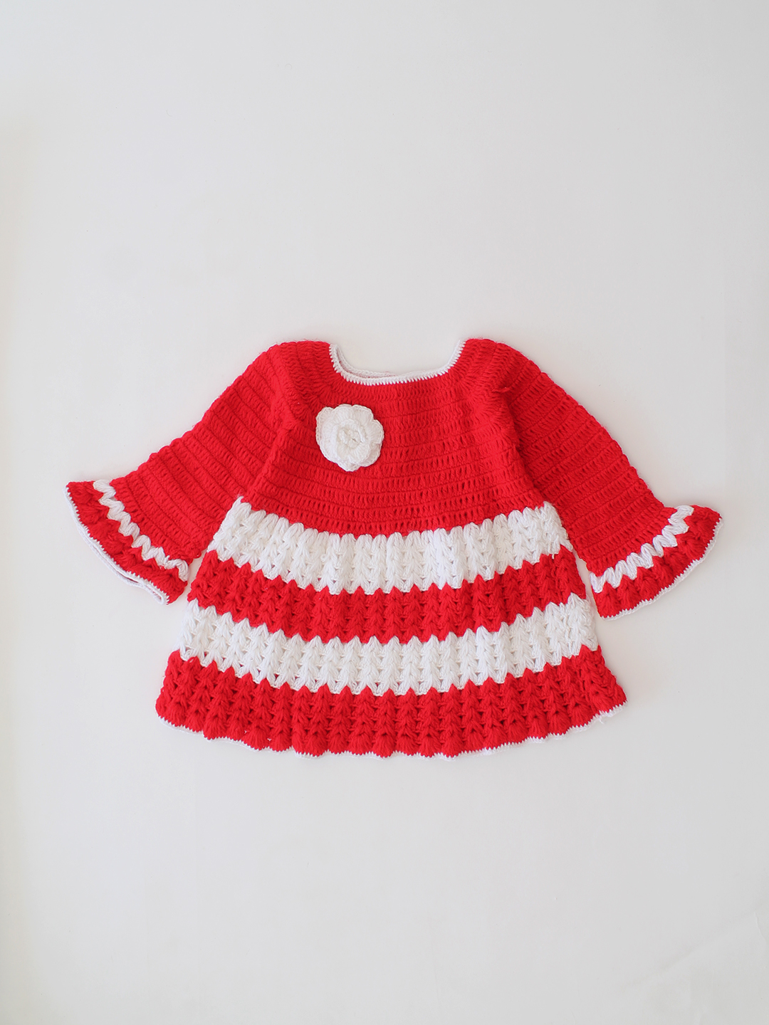 Woonie Crochet Flared Frock - Red