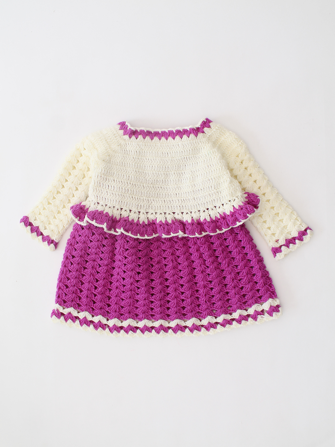 Woonie Crochet Frock with Floral Shrug - Purple