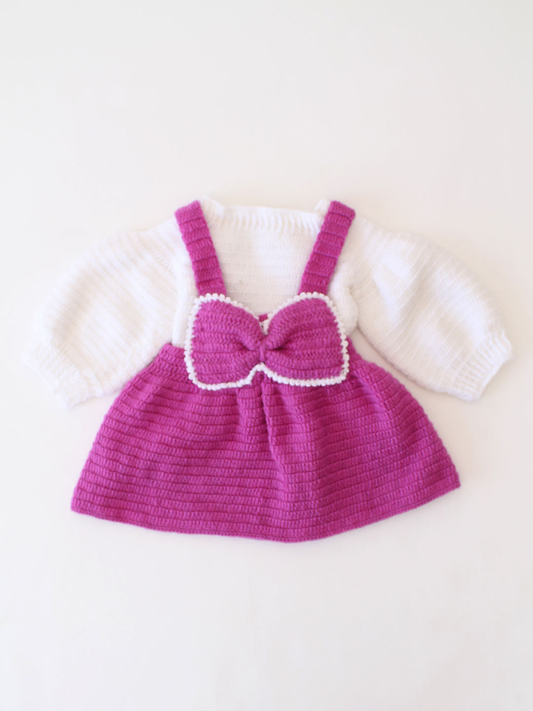 Woonie Handmade Bow Dungaree Design Dress - Purple