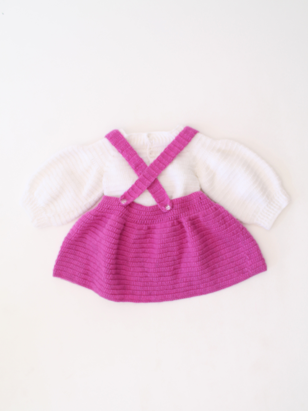 Woonie Handmade Bow Dungaree Design Dress - Purple