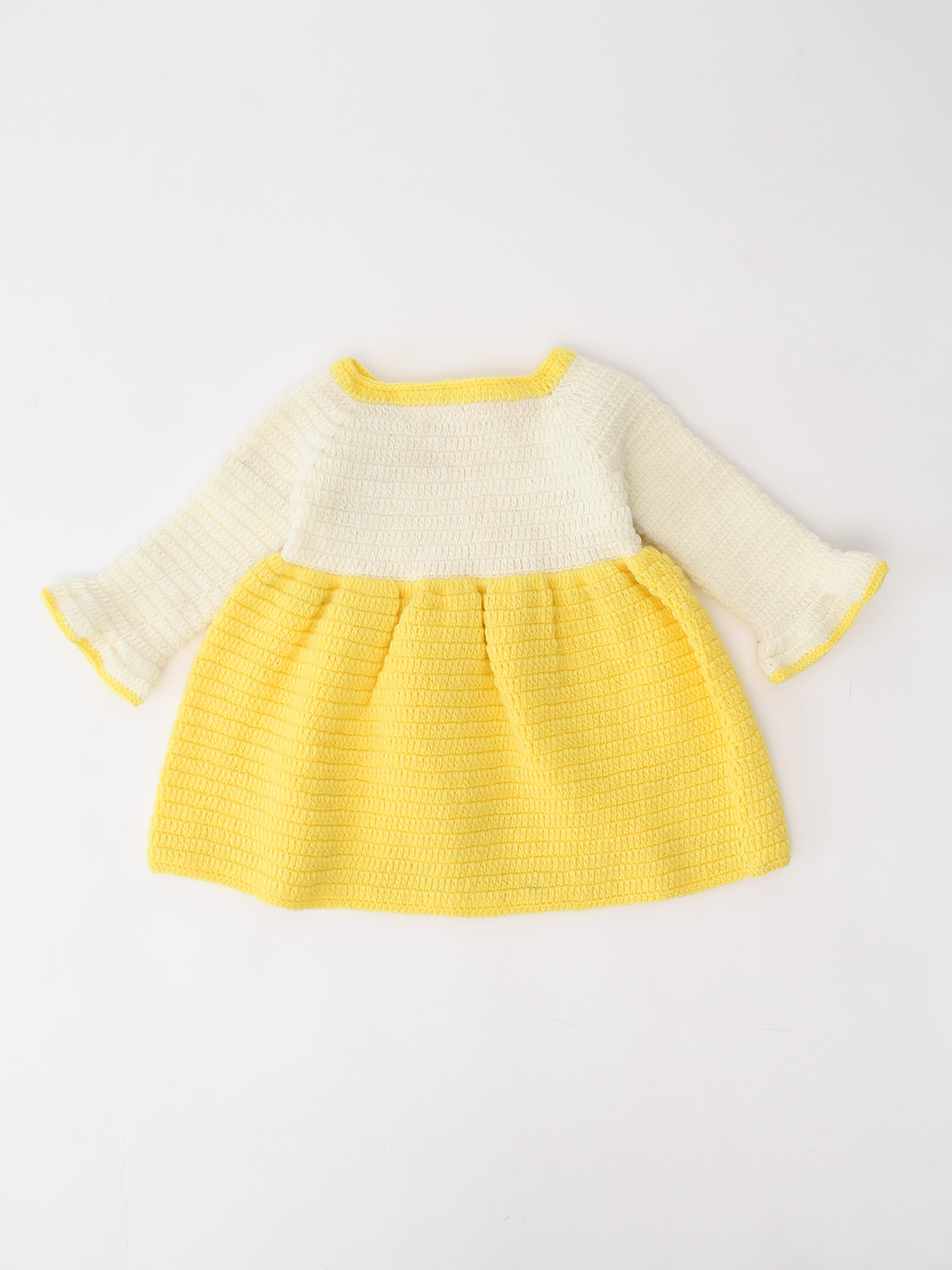 Woonie Crochet Handmade Floral Dress - Yellow