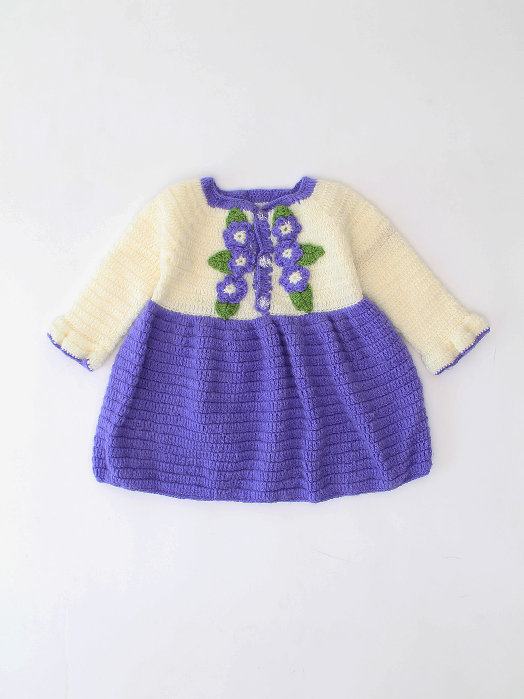 Woonie Crochet Handmade Floral Dress - Purple