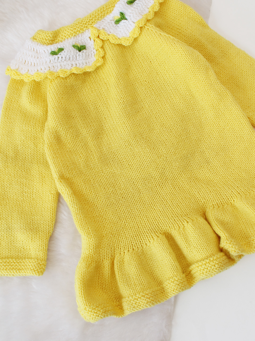 Woonie Handknitted Collar Detailed Dress - Yellow