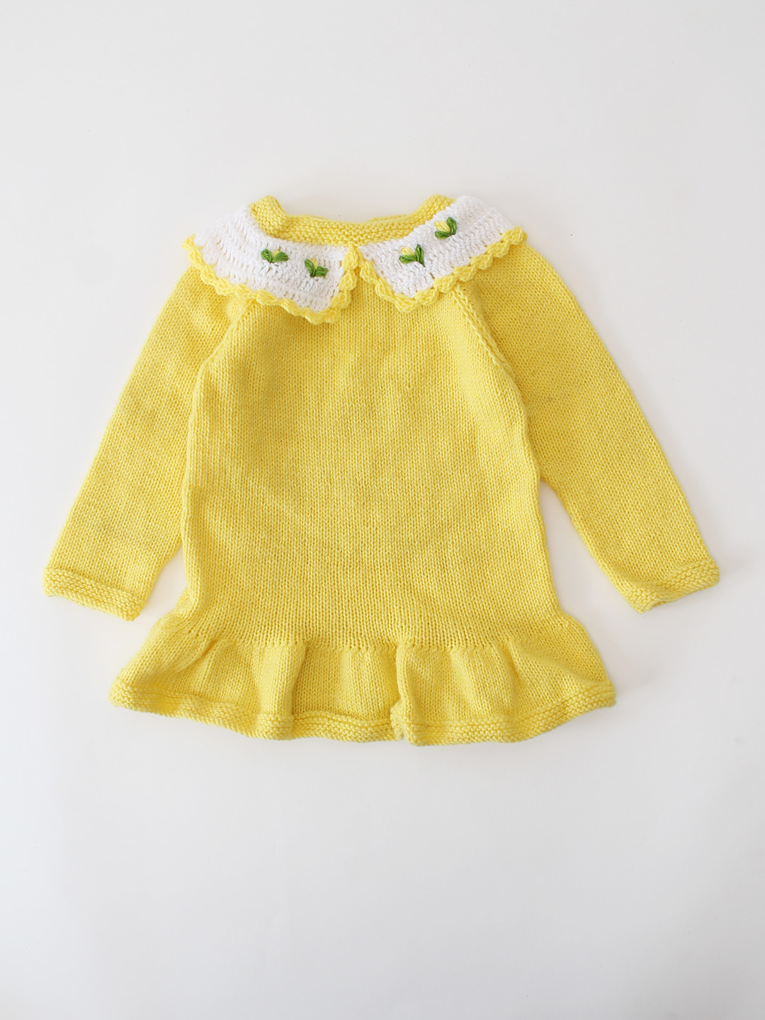 Woonie Handknitted Collar Detailed Dress - Yellow