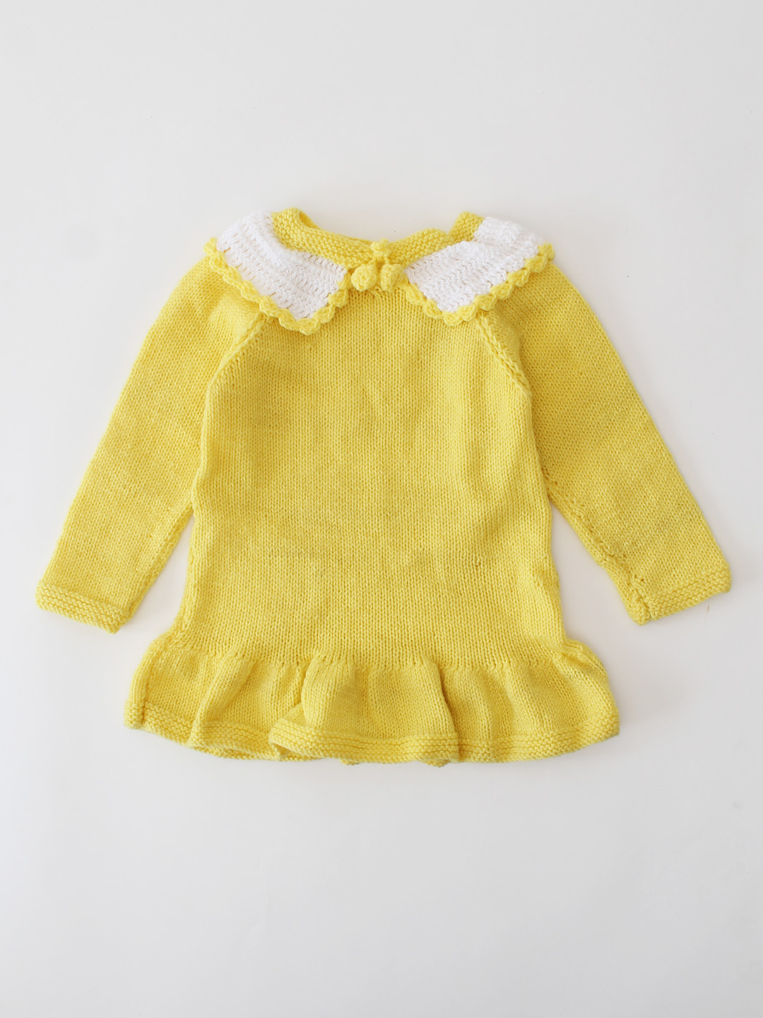 Woonie Handknitted Collar Detailed Dress - Yellow