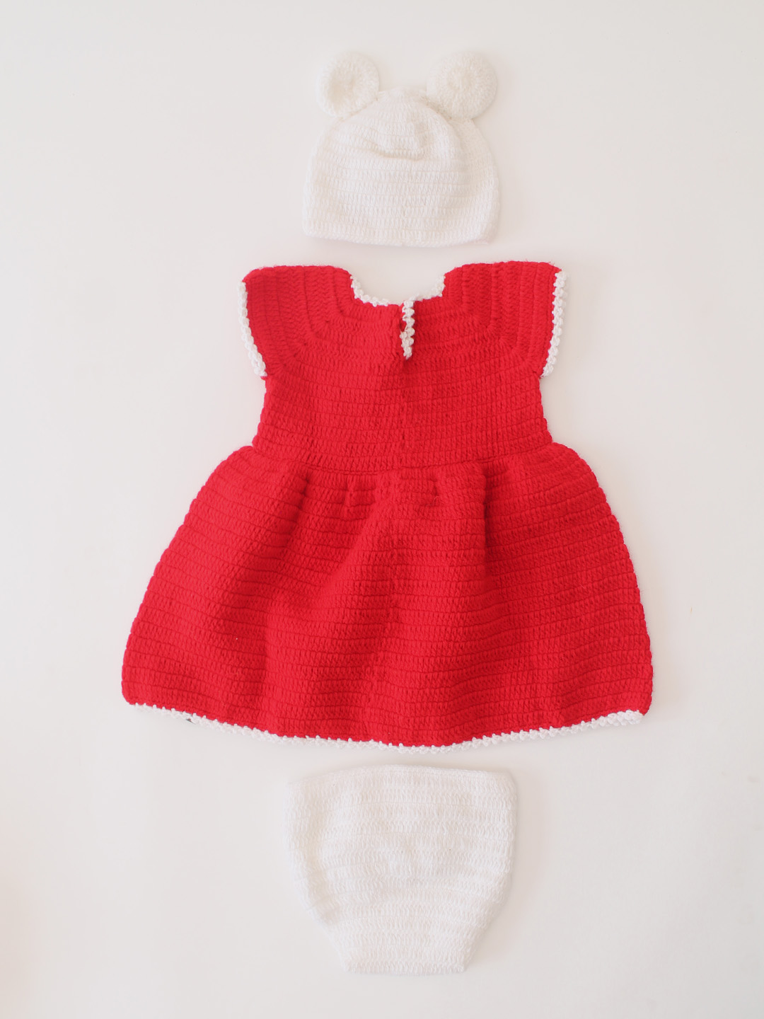 Woonie Handmade Crochet Frock Set - Red
