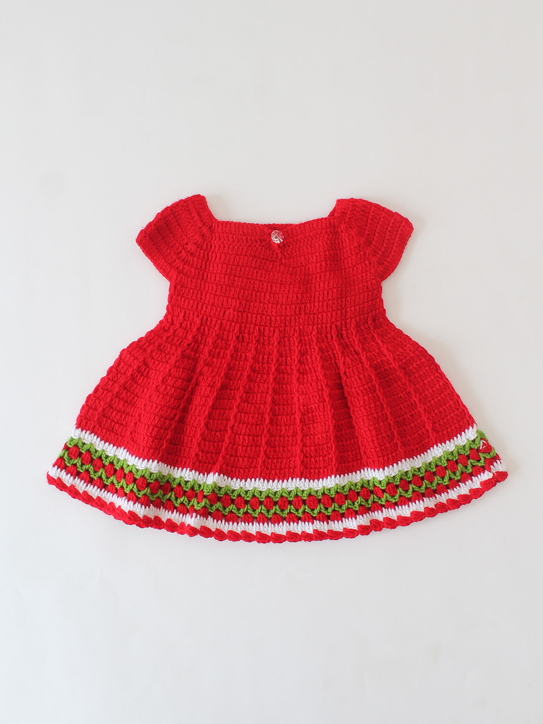 Woonie Handmade Crochet Tulip Floral Frock - Red