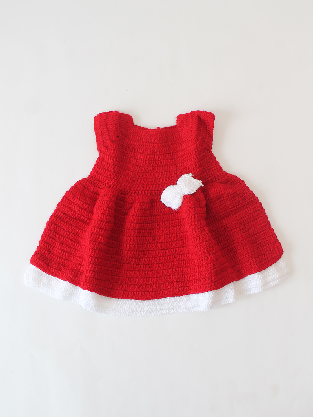 Woonie Handmade Crochet Bow Frock - Red