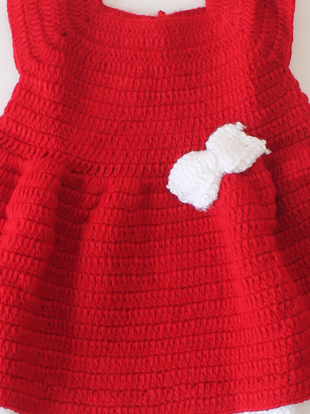 Woonie Handmade Crochet Bow Frock - Red
