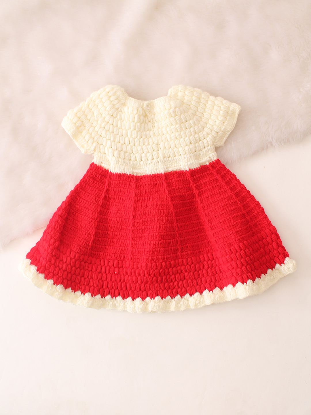 Christmas Theme Hand Knitted Crochet Dress - Red