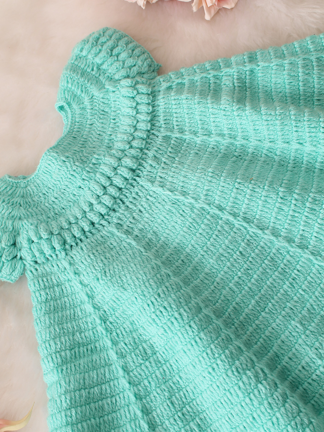 Woonie Sleeveless Bubble Stitch Dress - Green