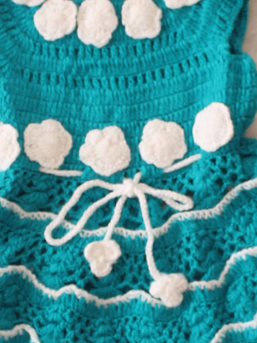 Floral Garland Crochet Dress - Green