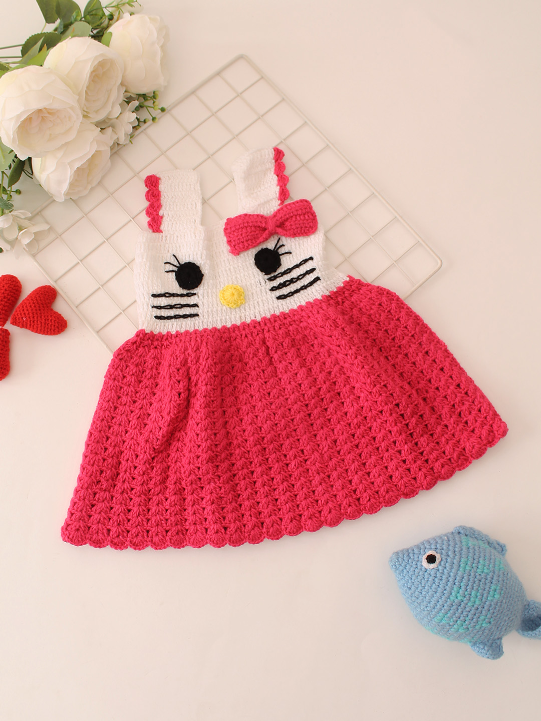 Woonie Sleeveless Bow Detailing kitty Dress - Pink
