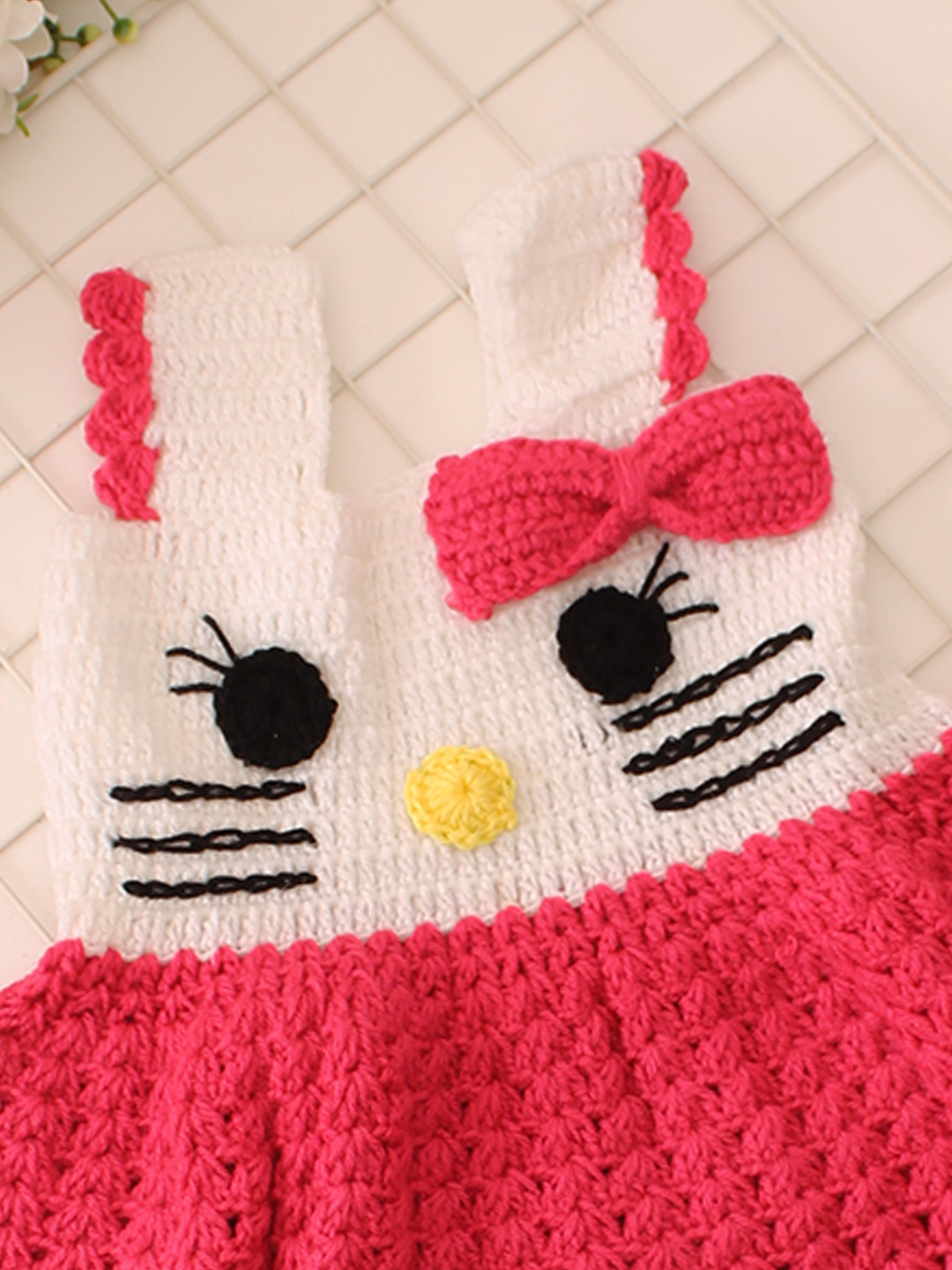 Woonie Sleeveless Bow Detailing kitty Dress - Pink