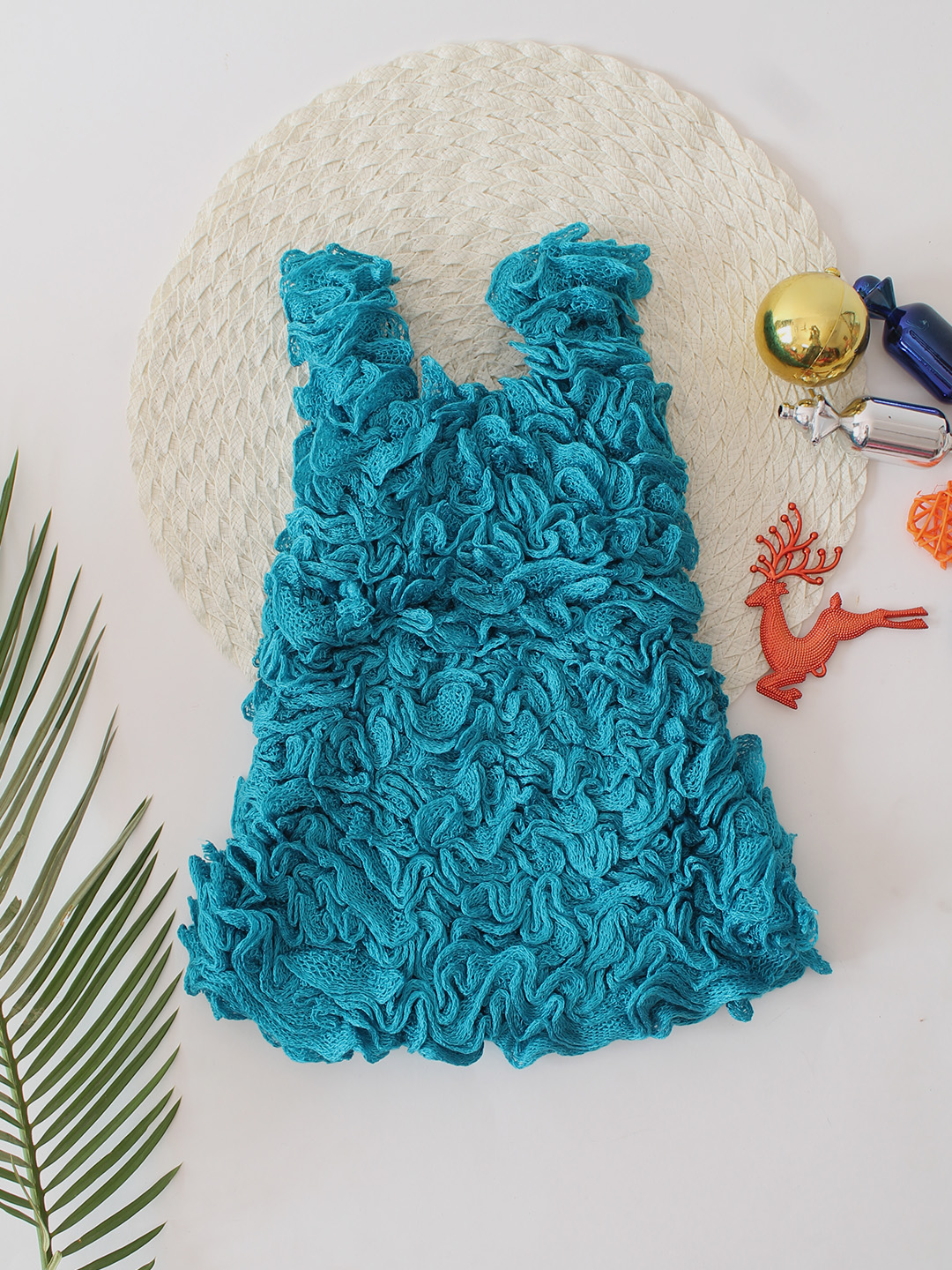 Woonie Sleeveless Ruffled Cinederella Dress - Green