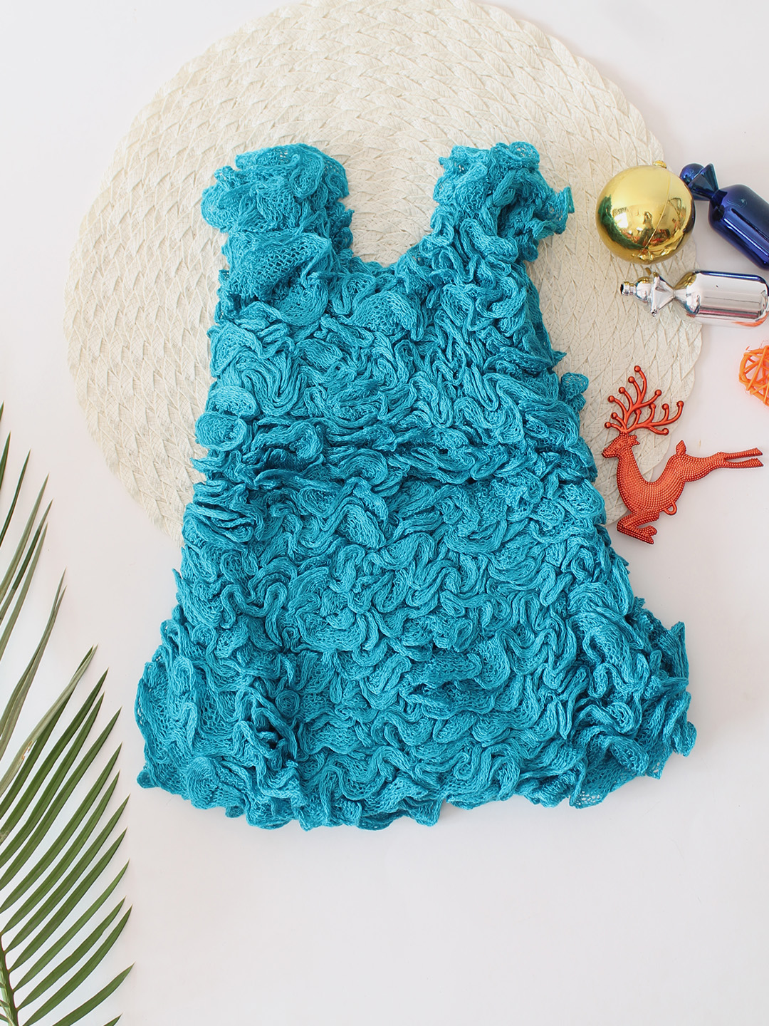 Woonie Sleeveless Ruffled Cinederella Dress - Green