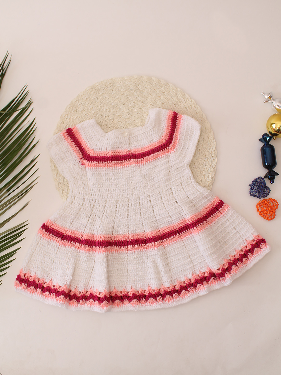 Woonie Crochet Floral Dress - White